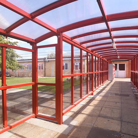 Signal Red shelter creates walkway for students in Harrow